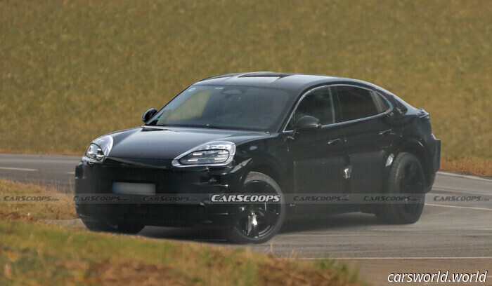 2027 Porsche Cayenne Coupe станет электрическим на новых шпионских снимках | Carscoops